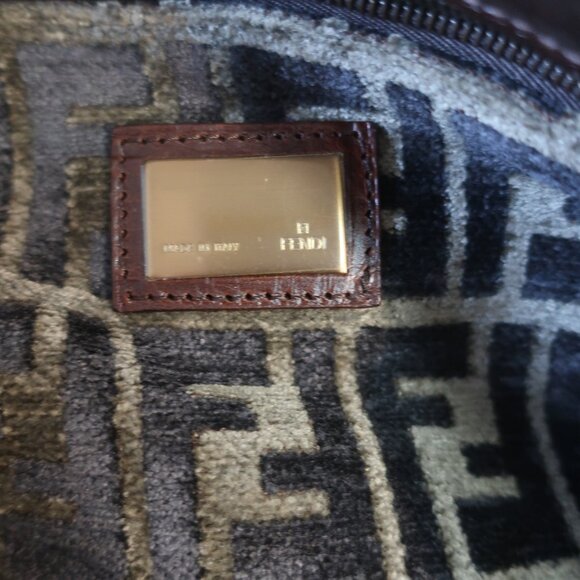 Womens Fendi Zucca Mini Mama Baguette Velour Velvet Leather Shoulder Handbag - Picture 15 of 16